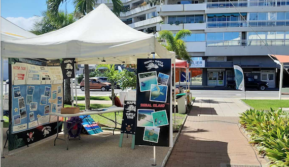 Noumea Turtle Tour desk under the white marquee at City Ship Terminal